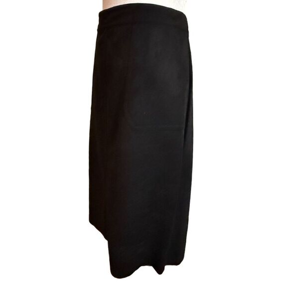 Catherine Malandrino Faux Leather Retro 70s Black Skirt with Pockets Size 8 - Picture 6 of 9